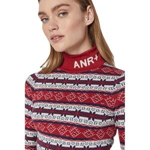 ALP N ROCK ALVINA MOCK NECK SWEATER Deep Red Fairisle Luxury Ski Resort Wear XS